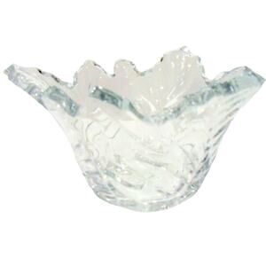 Glass Autumn Leaf Candy Dish Serving Bowl 8" Nut Holiday Decor Canadian Maple
